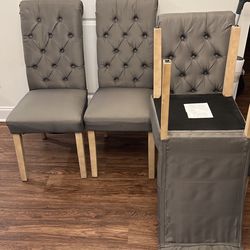 4 Gray Dining Room Chairs Tufted