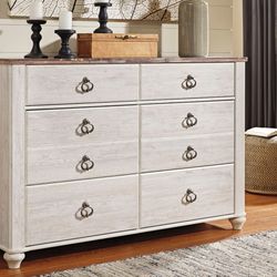 Willowton 6 Drawer Cream Dresser