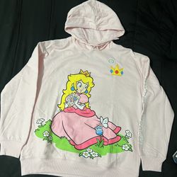 Official Nintendo Super Mario Princess Peach Pink Hoodie Size MD -Hybrid Apparel