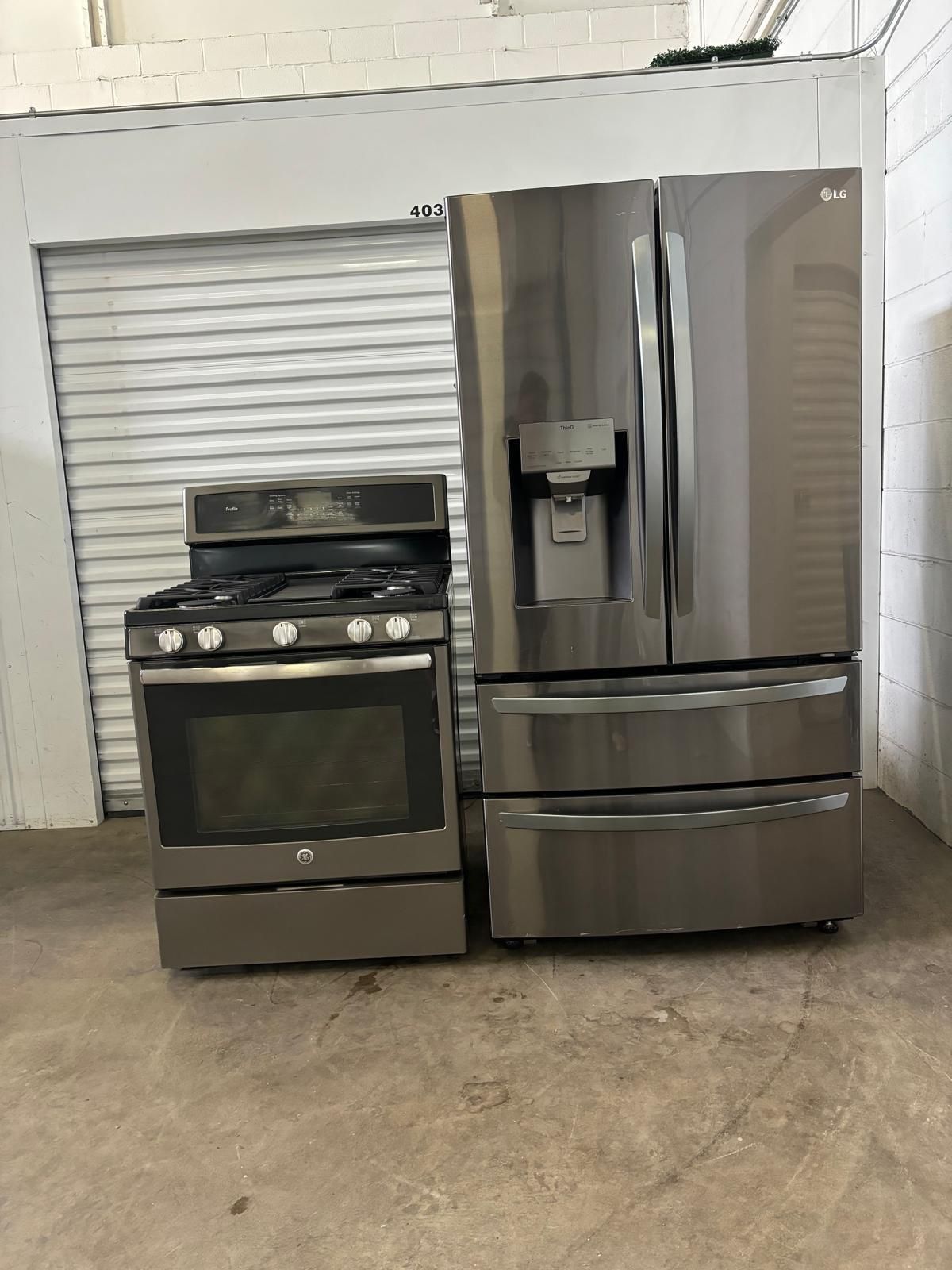 LG Refrigerator Or Samsung + GE Stove Set – Black Stainless Steel Finish!