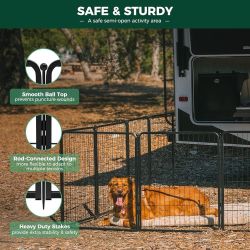 L38 $100  Rollick Dog Playpen for Yard, RV Camping, 32 inch 16 Panels for Small and Medium Dogs│Patented  Color Black Brand FXW Material Metal Product