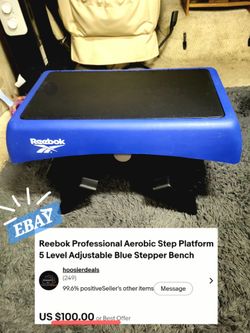 Reebok Professional Aerobic Step Platform 5 Level Adjustable Blue Stepper Bench