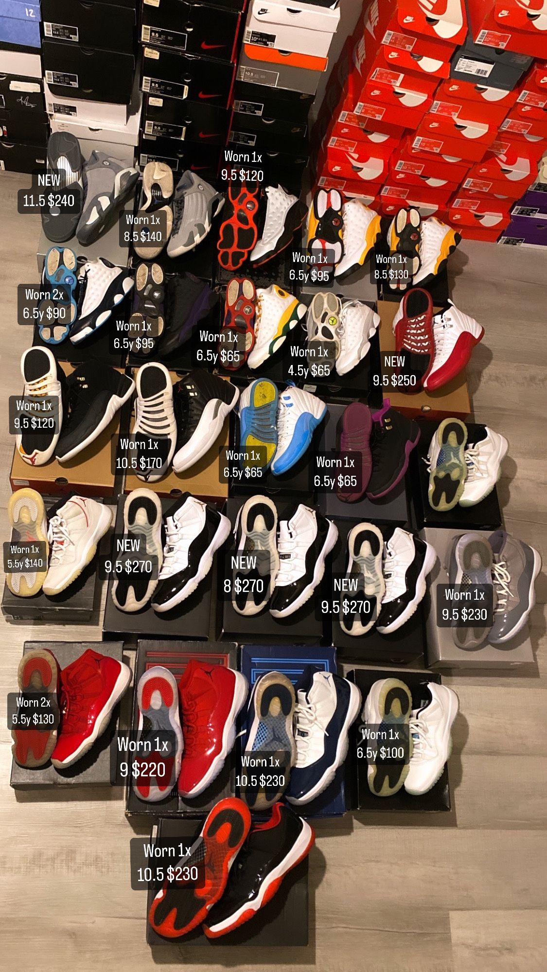 Jordans 11-14 Lot. Prices Firm