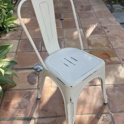 6 New White Metal Stackable Chairs