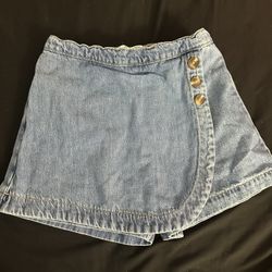 High Waisted Wrap- Front Jean Skirt Girls 