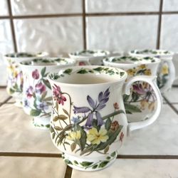 Queen's Fine Bone China Pedestal Mugs The Garden Royal Horticultural Society 8 oz., Set Of 6