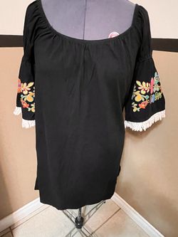 Off Shoulder Dress Xl Boho Embroidered