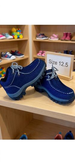 Redhawk Kids Blue Denim Moc Toe Lace-Up Shoes Size 12.5