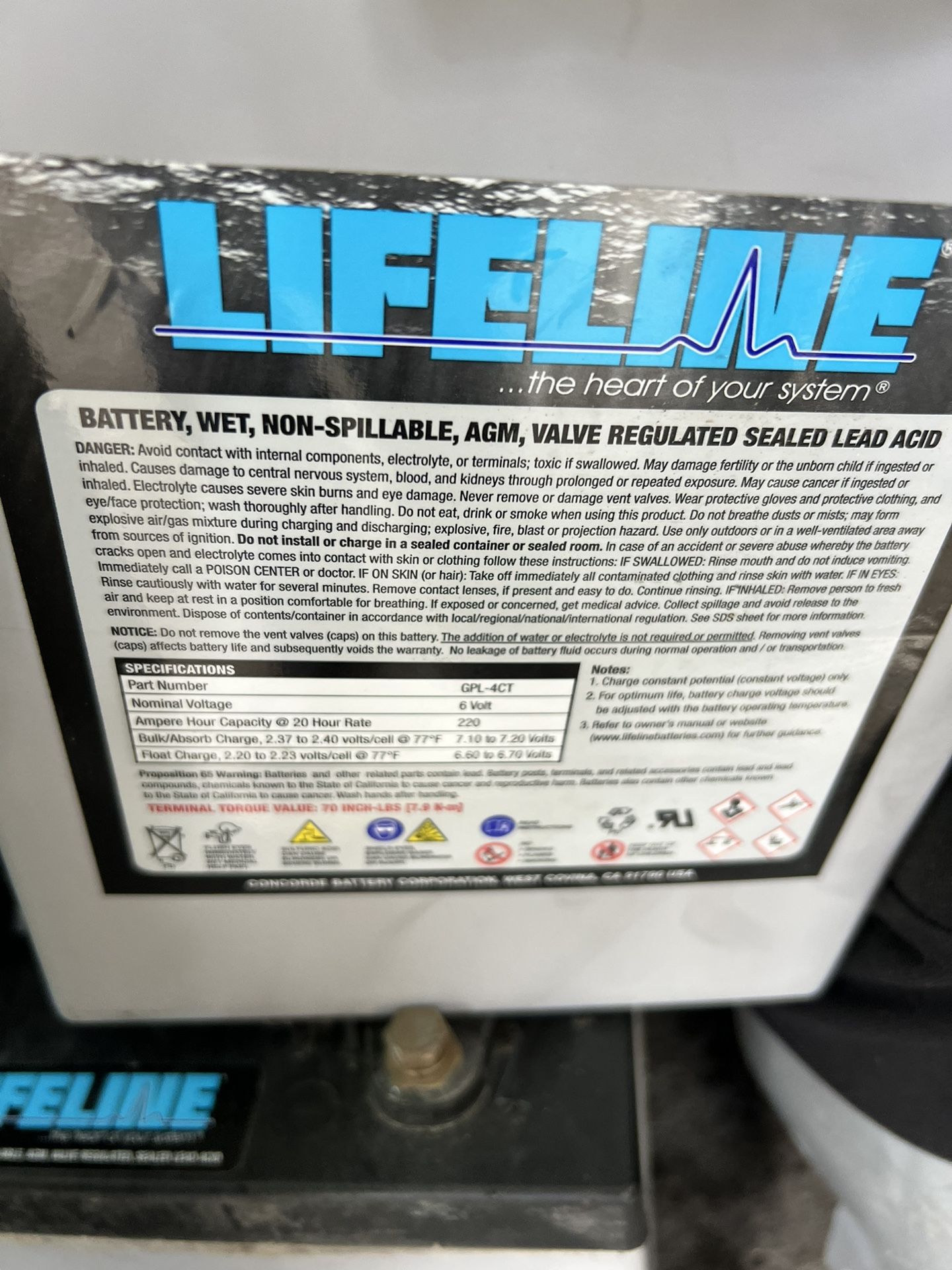 GPL-4CT Lifeline Motor Home Battery’s