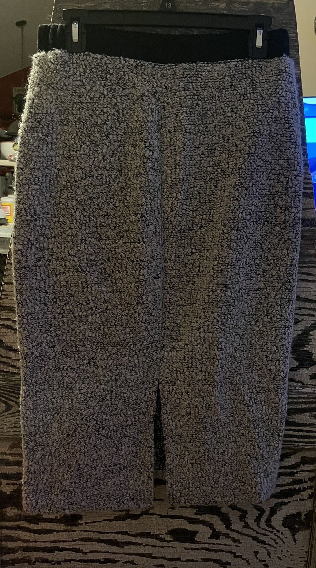 Sunny Leigh Gray Chenille Midi Skirt pencil straight Womens Medium adorable