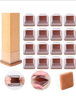 Ezprotekt 24 Pcs 2inch Square Clear Chair Leg Floor Protectors, Silicone Felt Furniture Pads Caps for Hardwood Floor, Dining Table Bar Stool Leg Prote