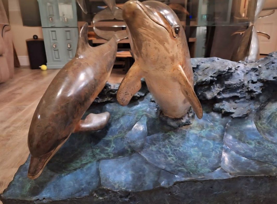 Bronze Dolphin Coffee Table By Robert Wyland