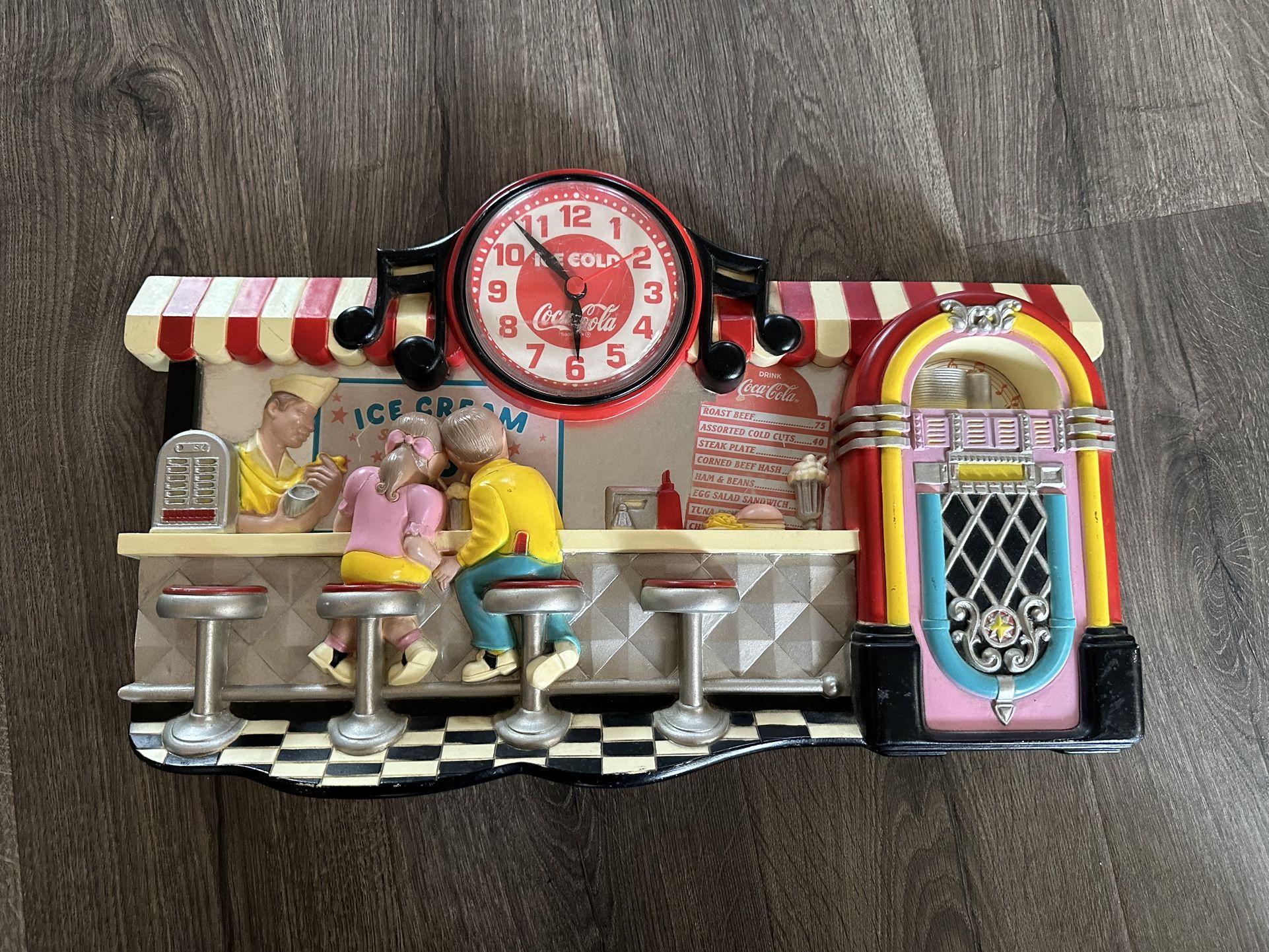  Coca Cola Vintage 3D Wall Clock Ice Cream Shop Soda Fountain Jukebox Diner