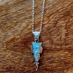 Vintage Calvin Begay SS Opal Inlay Pendant