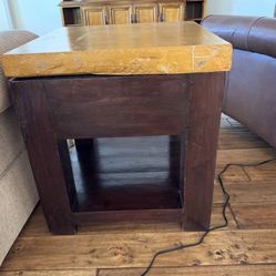 End table travertine top 22”x22”x 25” $150