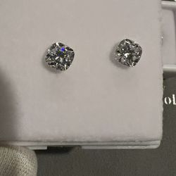 1.0 Carat Each VVS1 D Moissanite, Cushion Cut.