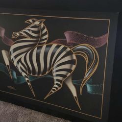Large Zebra  Canvass Decor Painting 