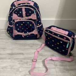 Multi Hearts Navy Mackenzie Backpack and Lunch Box