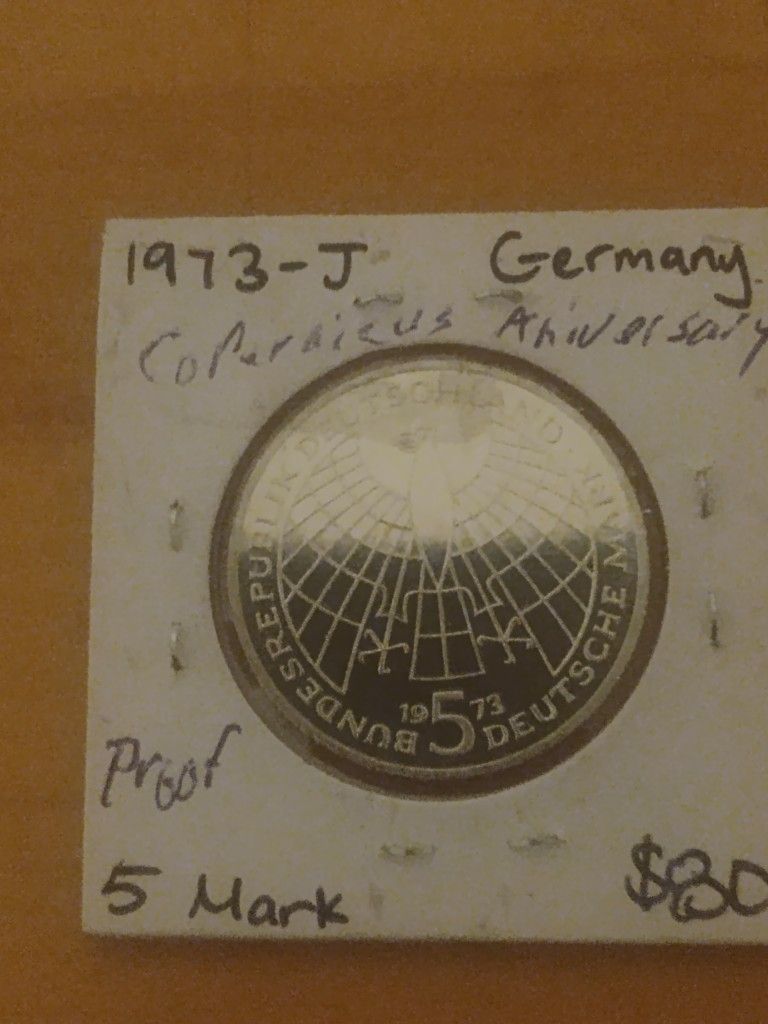 1973 J Germany 5 Mark Copernicus Anniversary Silver