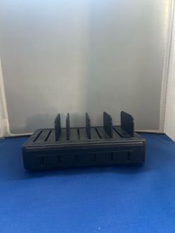 black plastic multi-device charging station organizer dock