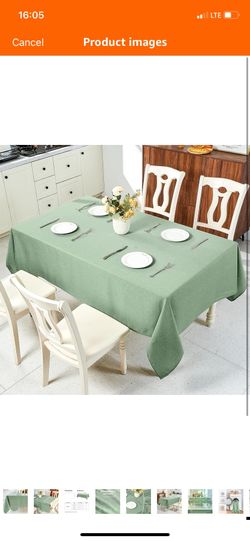 Textured Linen Table Cloth for Rectangle Tables - Sage Green Christmas Tablecloths Rectangular Waterproof Wrinkle Free Wipeable Dining Table Cover for