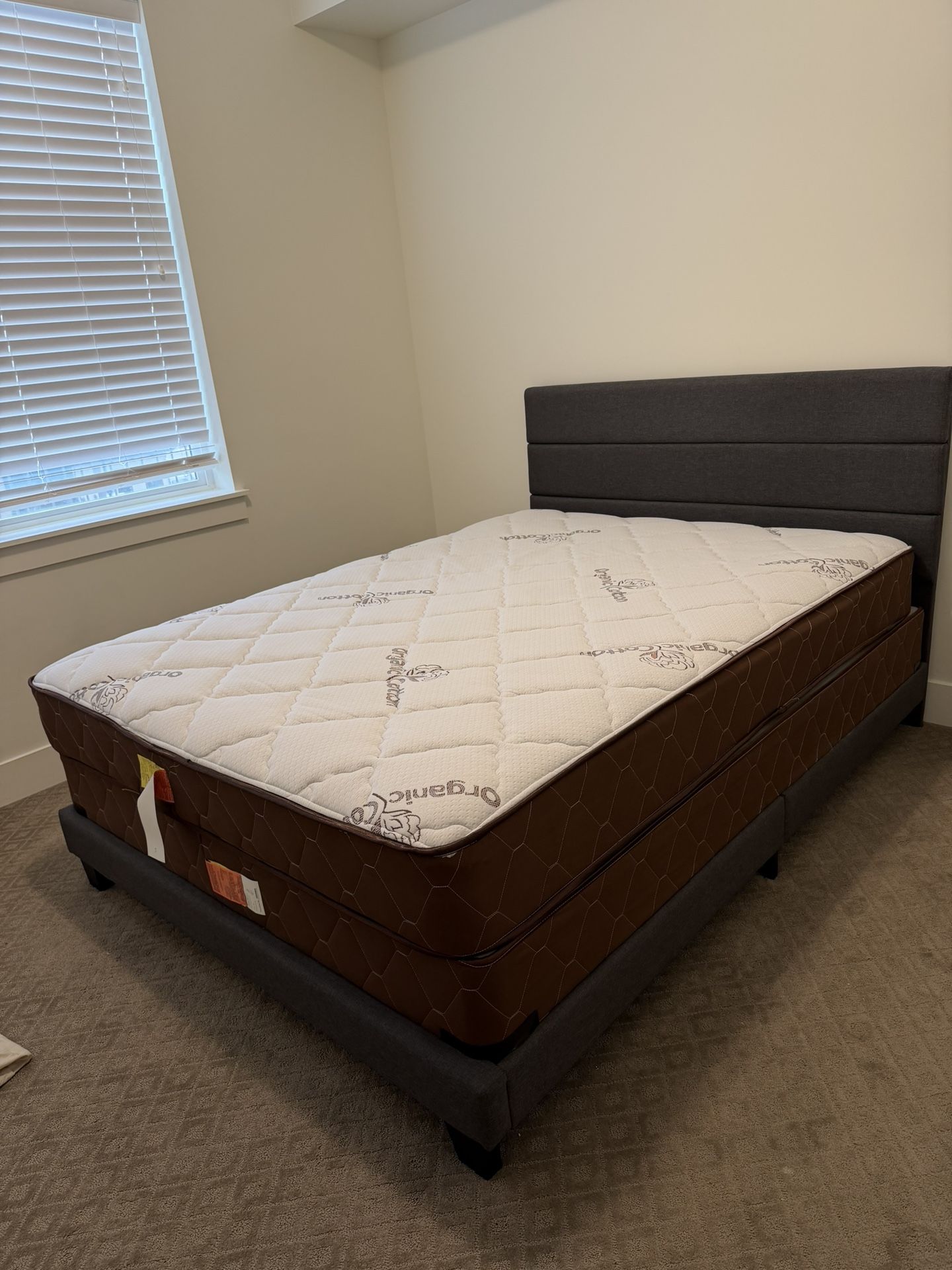 Queen Bed Frame With Headboard- Dark Grey