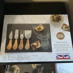 Taylor's Eye Witness Slate Cheese Board & 4 pc.Cheese Knife Set NEW opened box
