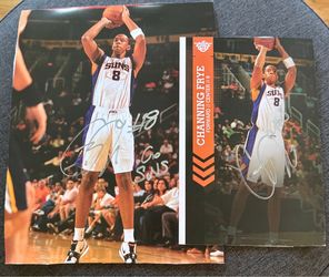Two Channing Frye Signed in Silver Ink Autograph 8x10 and Autographed 8x5 Basketball NBA Photos Phoenix Suns
