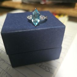 Size 6 Blue Topaz Sterling Silver Ring 