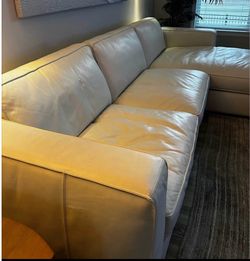 Pebbled leather sectional