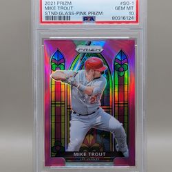 2021 Prizm Mike Trout Stained Glass Pink PSA 10