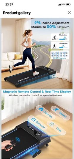 Walking Pad Treadmill for Home, 6.2MPH Under Desk Walking Pad with 9% Incline for Office Small Spaces, 2.75HP Quiet Running Machines, Remote Control, 