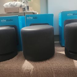 Amazon Echo Studio speakers (2) + Echo Sub for deep bass.