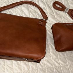Brown Leather Crossbody/Shoulder bag with Purse