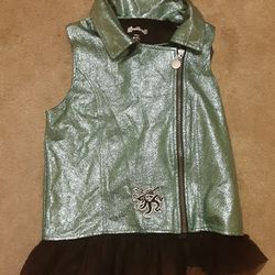Girls' Size 7/8 Disney Descendents 3 Sparkly Teal Zippered Polyester Vest