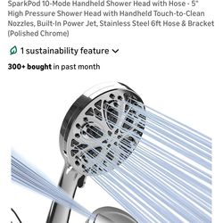 Title: High Pressure Shower Head with 6ft Hose & Bracket + FREE AquaBliss Shower Filter