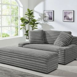 Thomasville Wills Fabric Oversize Chair and Storage Ottoman