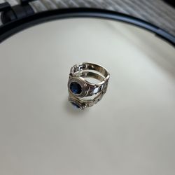 14K Two Tone Gold Ring With Sapphire And Diamonds