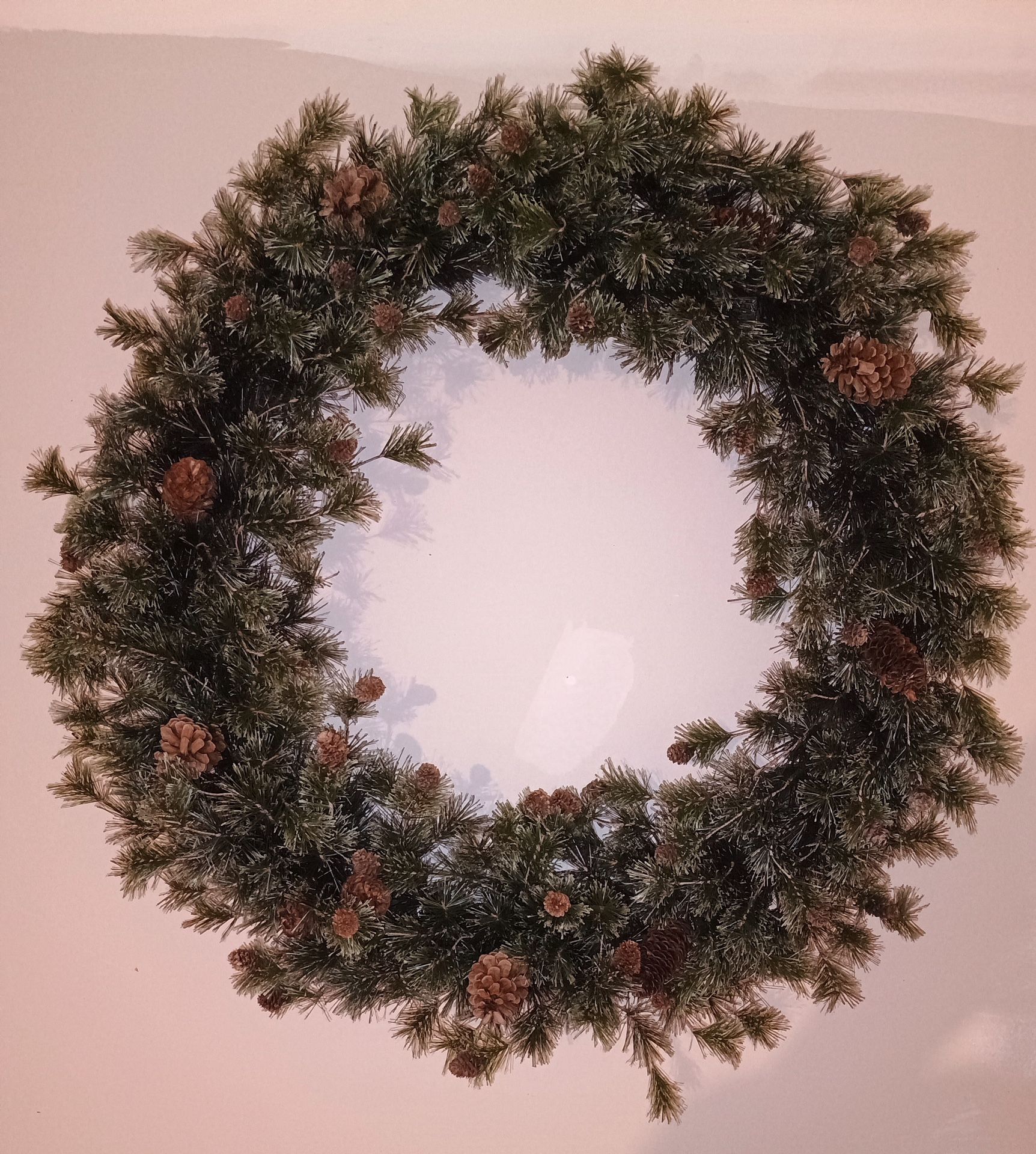 Lifelike, Artificial Wreath With Pinecones 