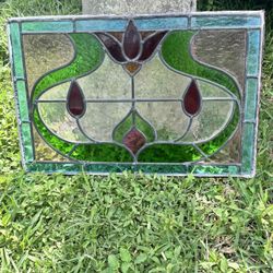 Vintage Stained Glass 25”x16.5”