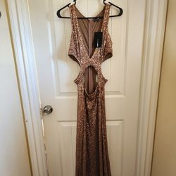 Sequin Maxi Dress-brown