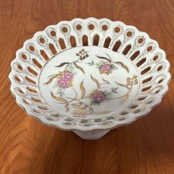 Antique Original Arnart Creation Open Work Bowl Japan Floral And Good M7008