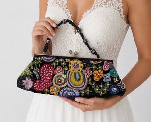 Vintage Y2K-era Ziba Beaded Evening Clutch Purse