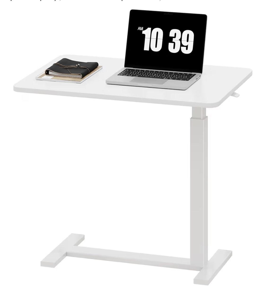 Sweetcrispy Bedside Table with Wheels, Adjustable Bedside Table for Hospital and Home Use, Rolling Laptop Table, Mobile Standing Desk, White