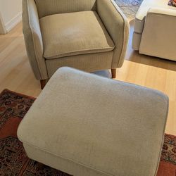 Modern Upholstered Accent Chair Single Sofa Chair with Storage Ottoman Footrest