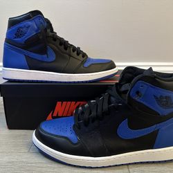 2017 Air Jordan 1 Retro High OG Royal 555088-007 Black Varsity Royal White Size 12 Shoes Used w/ Box