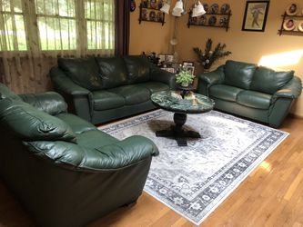 Real Leather Couch And 2 Love Seats