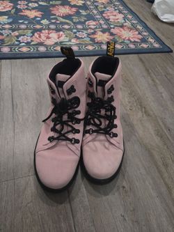 Dr. Martens Pink Suede Lace-Up Boots