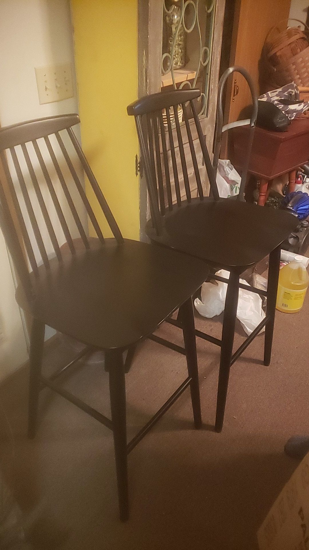 2 black bar stools