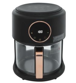 Mini Air Fryer, 3.8Qt Glass Air Fryer, 360° Viewable Touch Screen with Digital Display Adjustable Temperature Works Cookware French Fries Chicken Legs